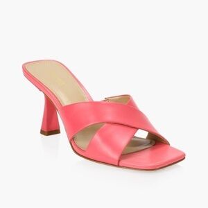 Michael Kors Clara Leather Heeled Mule Sandals in Pink - NWT
